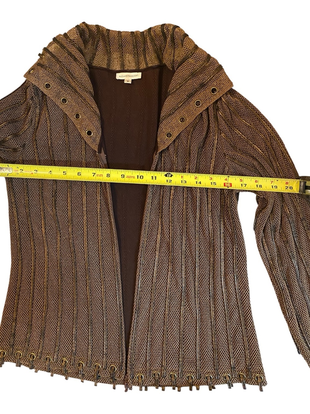 Alexandra Rosati Brown Mesh-Trim Jacket (Size 8) - Picture 7 of 9